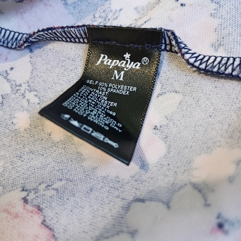 Papaya Strapless Floral Dress Sz M - Blue and Pink Summer Spring Preppy - Picture 7 of 8